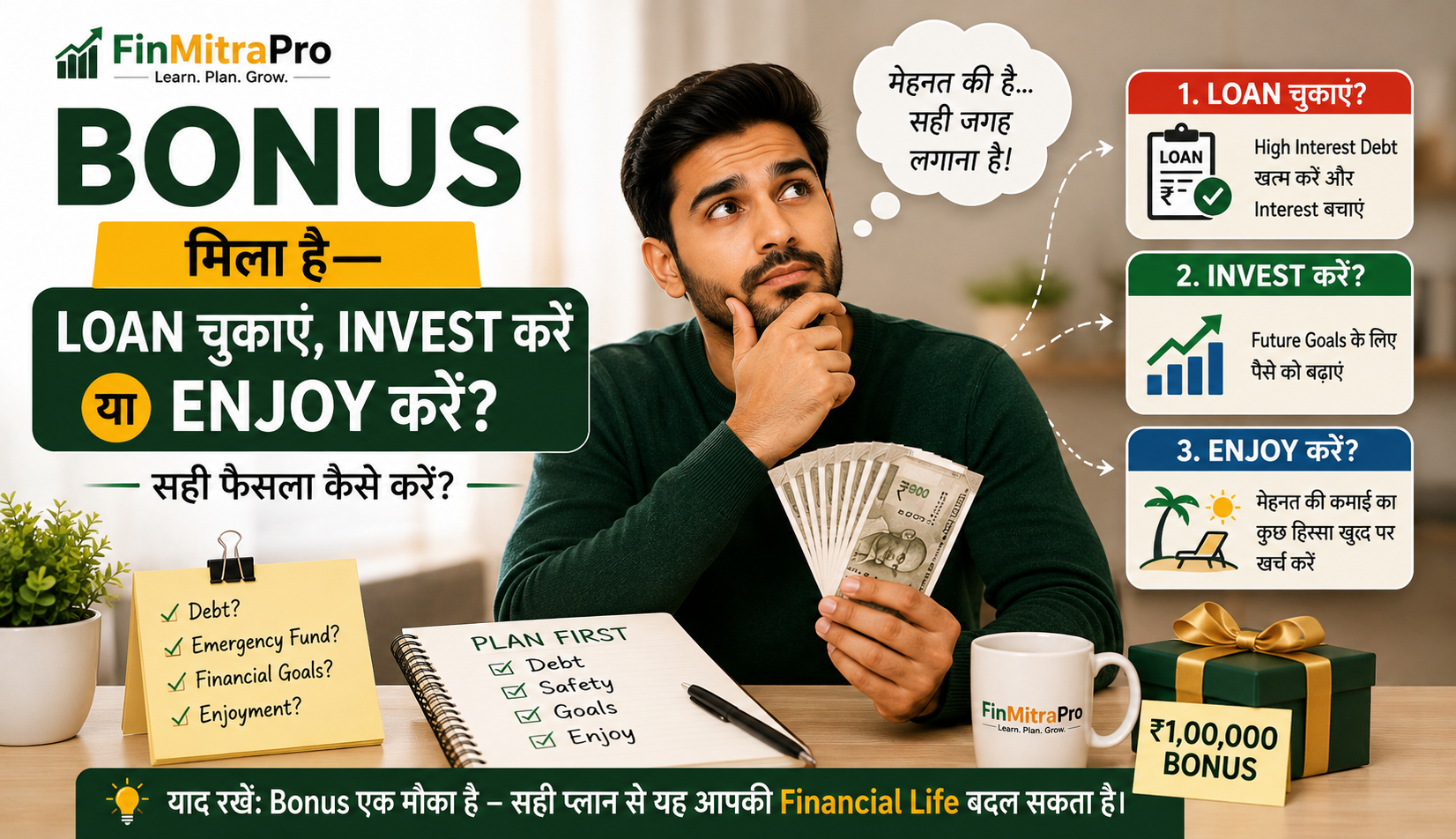 Bonus मिला है—Loan चुकाएं, Invest करें या Enjoy करें?