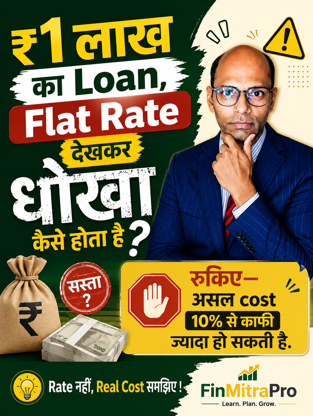 ₹1 लाख Loan @ 10% Rate — Flat vs Reducing Interest समझें | FinMitraPro